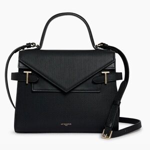 Le Tanneur MEDIUM HANDBAG WITH DOUBLE FLAP IN T-SIGNATURE LEATHER